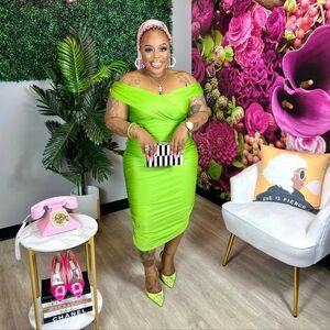 BNWT Lime Green Off The Shoulder Dress